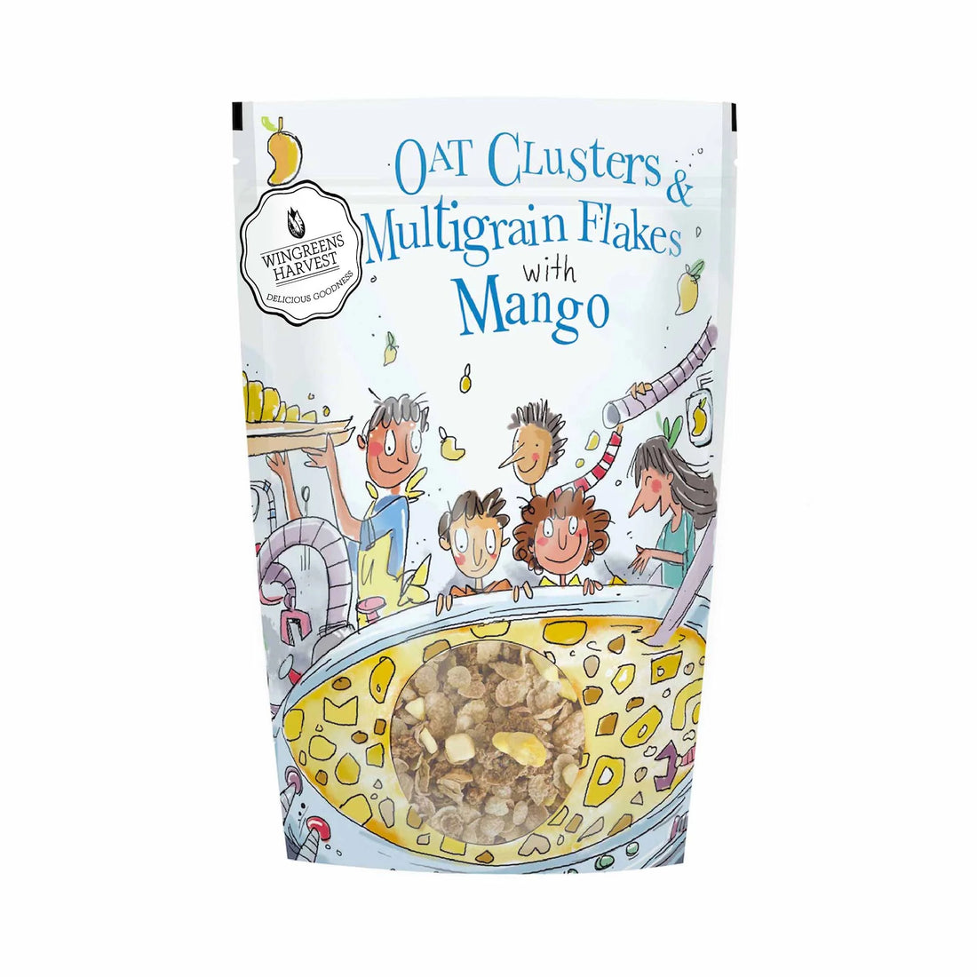 Oat Clusters & Multigrain Flakes With Mango - Wingreens Harvest - 350gm