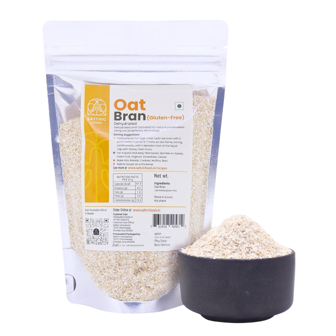 Oat Bran | Gluten Free & High In Fibre - Sattvic Food - 750gm