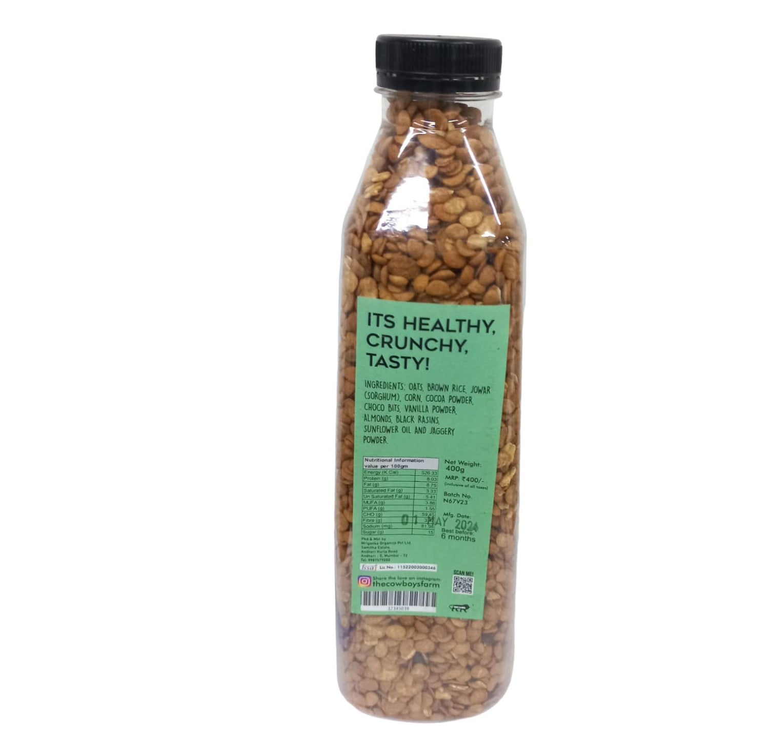 Muesli | (Oats Brown Rice) - No Wheat, Maida, Refined Sugar, Trans Fat, Palm Oil, No Artificial Color, Flavor &amp; Preservatives – The Cow boys Farm – 400gm