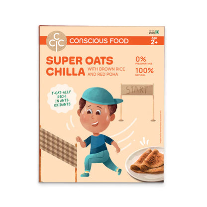 Oats Chilla | Super (With Brown Rice &amp; Red Poha) - Age 2 + - Natural - Preservatives Free &amp; Rich In Antioxidant - Conscious Food - 200gm