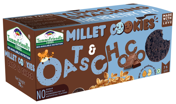 Millet Cookies | Oats Chocolate - Gluten Free, No Added Sugar, Maida, Hydrogenated Fat & No Added Artificial Flavors - Tummy Friendly – 75gm