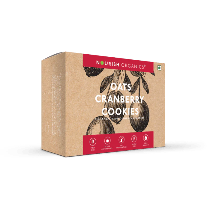 Cookies | Oats Cranberry - High Protein, Rich In Fiber, Lactose Free, Low Calorie, Wheat Free & Fat Free - Nourish Organics - 150gm