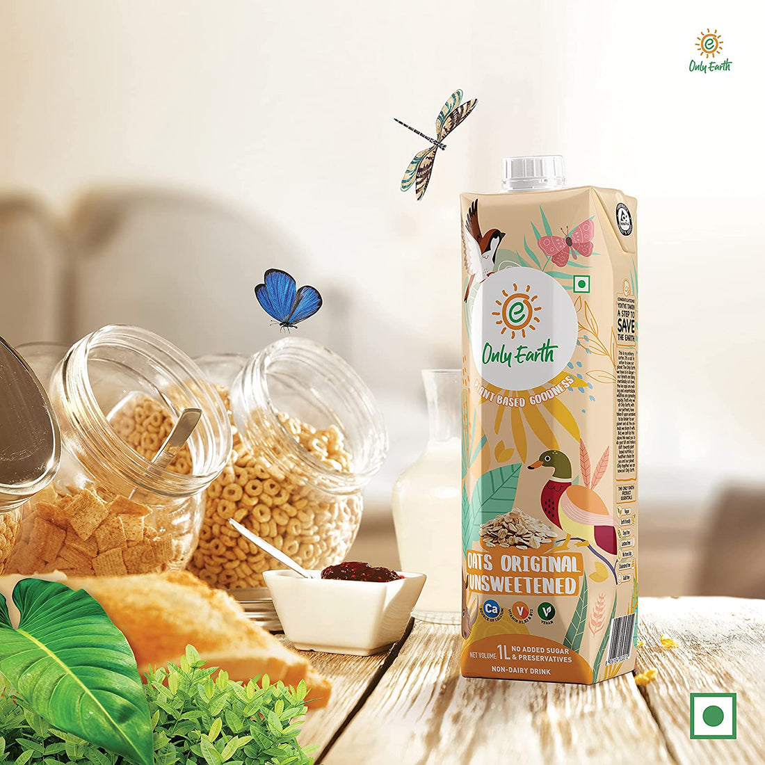 Oats Milk | Unsweetened Oats Milk – Original – Vegan, Soy Free, Dairy Free, Lactose Free, No Trans Fat & Cholesterol Free – Only Earth – (Pack Of 12) - 1000ml