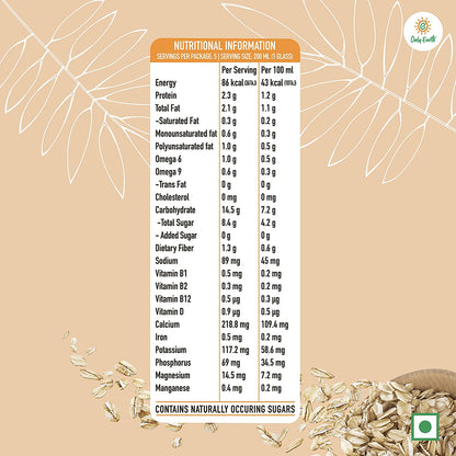 Oats Milk | Unsweetened Oats Milk – Original – Vegan, Soy Free, Dairy Free, Lactose Free, No Trans Fat &amp;amp; Cholesterol Free – Only Earth – (Pack Of 12) - 1000ml