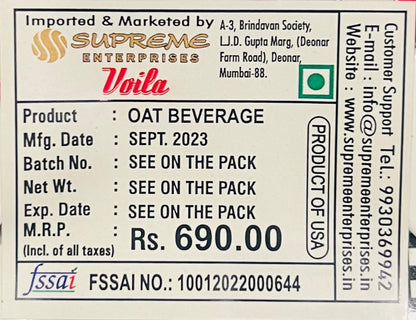 Oats Milk | Original - Smooth &amp;amp; Creamy – Vegan, Gluten Free, Dairy Free, No Added Artificial Flavors &amp;amp; No Added Colors - Silk – 946ml