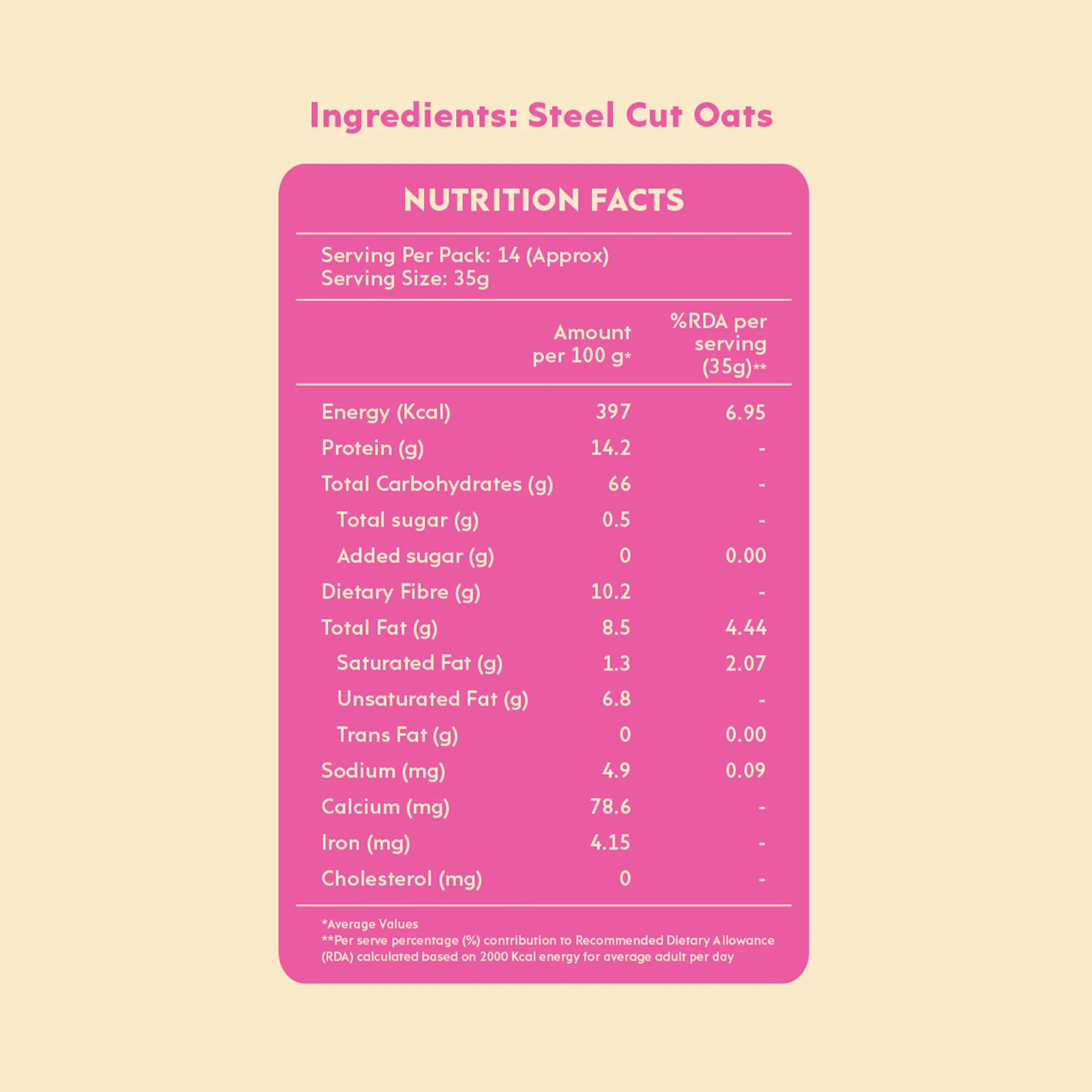 Oats | Steel Cut - 100% Wholegrains - Natural - Gluten Free, Soy Free, Non Gmo, High In Protein, Rich In Fibre, No Added Sugar &amp;amp; Preservatives - Nourish You - 500gm
