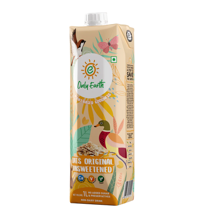 Oats Milk | Unsweetened Oats Milk – Original – Vegan, Soy Free, Dairy Free, Lactose Free, No Trans Fat &amp;amp; Cholesterol Free – Only Earth – (Pack Of 12) - 1000ml