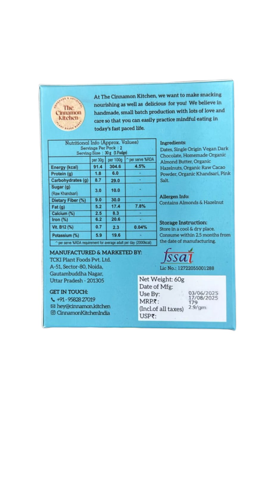Fudge | Oh Fudge - Sweet Cravings (Sweetened Using Dates With A Hazelnut Praline Toffee Crunch) - Vegan, PCOS Friendly, Gluten Free &amp; Grain Free - The Cinnamon Kitchen - Pack of 2
