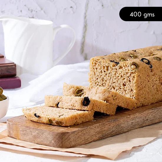 Bread | Olive Bread Loaf - Vegan, Gluten Free, No Bread Improver, Emulsifiers, Stabiliser, No Preservatives & No Flavour Enhancer Or No Refined Sugar – Nature’s Soul – 400gm