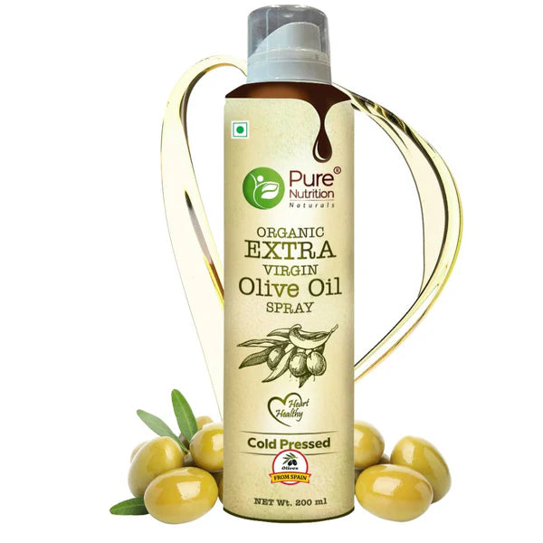Olive Oil Spray | Extra Virgin Olive Oil Spray – Ideal for Dressing, Baking, Air Frying - Good For Skin, Hair & Massage - Organic – Cold Pressed – Pure Nutrition – 200ml