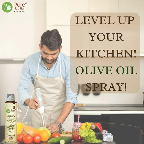 Olive Oil Spray | Extra Virgin Olive Oil Spray – Ideal for Dressing, Baking, Air Frying - Good For Skin, Hair &amp;amp; Massage - Organic – Cold Pressed – Pure Nutrition – 200ml