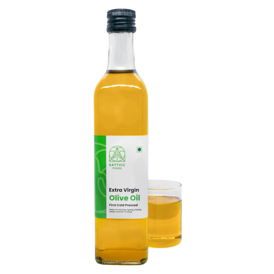 Olive Oil | Extra Virgin Spanish Olive Oil - Perfect For Dressing, Dipping, Drizzling, Salad & Western Cooking - Cold Pressed - Sattvc Food - 500ml