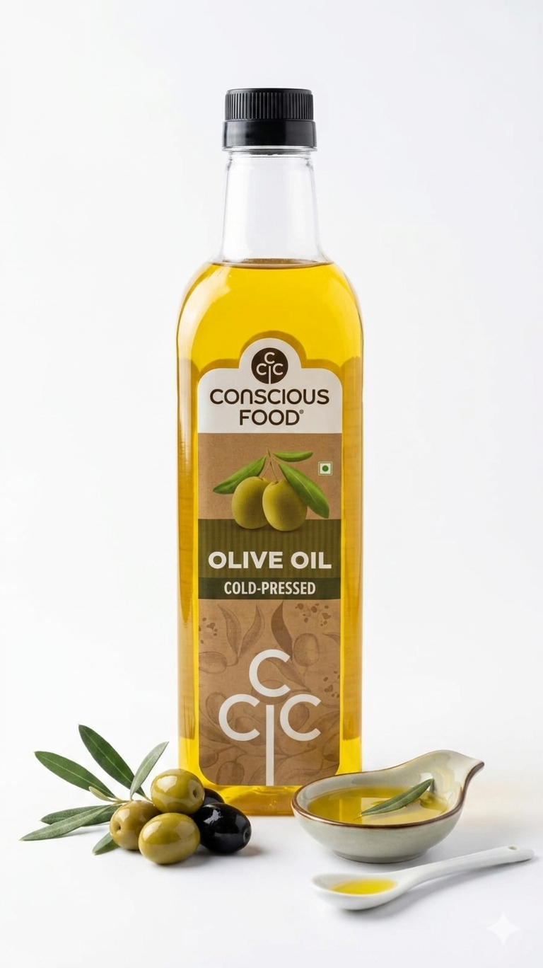 Oil | Olive Oil – Cold Pressed – Natural – Rich In Natural Antioxidants &amp; Cholesterol Free – Conscious Food – 1000ml