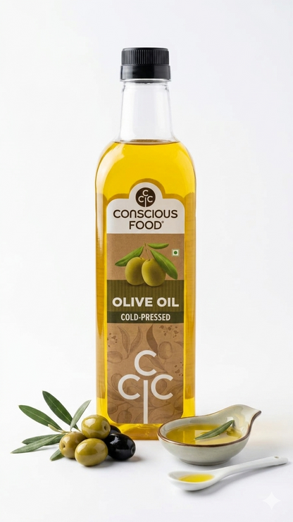 Oil | Olive Oil – Cold Pressed – Natural – Rich In Natural Antioxidants &amp; Cholesterol Free – Conscious Food – 1000ml