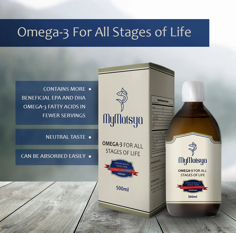 Fish Oil | Cod Liver Oil (Omega 3) – For All Stages Of Life – Supports Your Brain, Eyes, Heart &amp; Bones – Mymatsya – 500ml