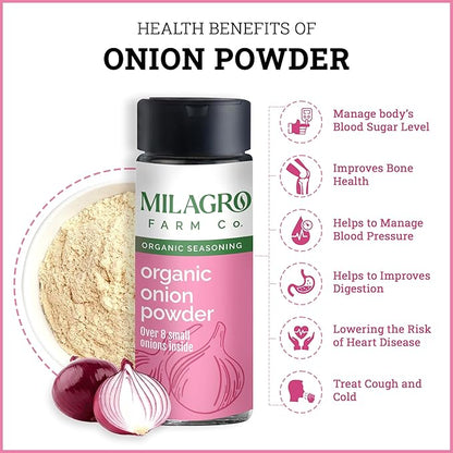 Onion Powder | Over 8 Small Onion Inside - Organic – Additive Free &amp;amp; No Preservatives – Milagro Farm Co. – 50gm