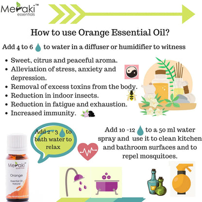 Orange Essential Oil (Cirtus Sinensis ) - Natural - Indian - Meraki Essentials - 10ml
