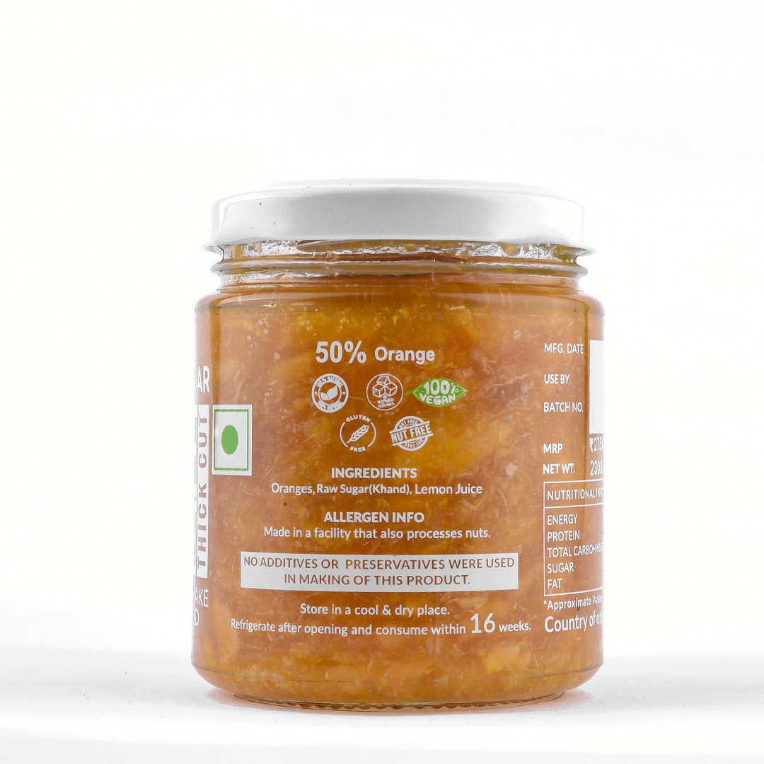 Orange Marmalade Thick-Cut – Vegan, Gluten Free, No Refined Sugar &amp;amp; Nut Free – The Gourmet Jar – 230gm