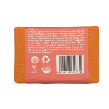 Orange Turmeric Organic Shaving Soap - Rustic Art - 50gm