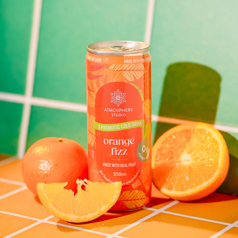 Soda | Orange Fizz Prebiotic Soda - Made With Real Fruit - No Added Sugar - Atmosphere - 250ml