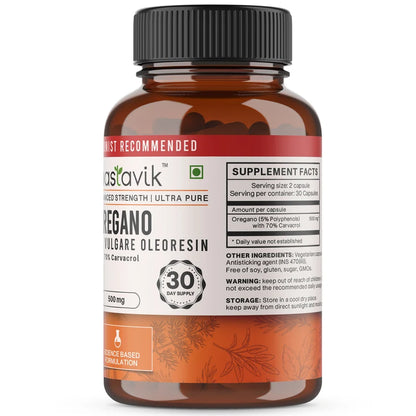 Supplements | Oregano Supplements 500 mg-70% Carvacrol- Non GMO &amp; No preservatives - Vaastavik -60 Veg Capsules