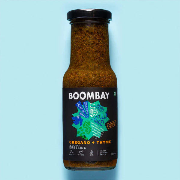 Oregano + Thyme (Herby Earthy Zesty) - Dressing - Roast, Stem, Dip - Natural - Indian - Gluten Free, No Refined Sugar & No Bad Oil - Boombay - 220gm