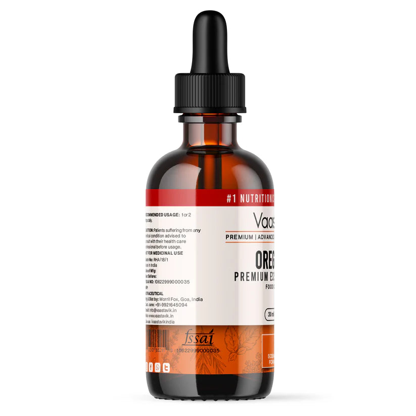 Oregano Oil | Oregano Essential Oil Pure Grade - Non GMO &amp; No preservatives - Vaastavik - 30ml