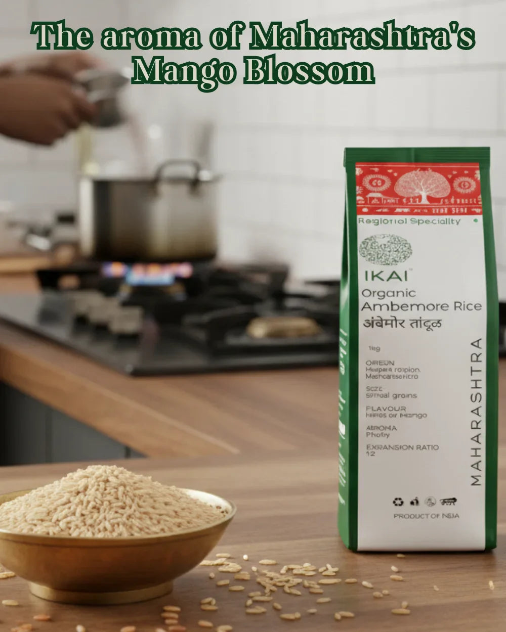 Rice | Ambemore Rice -Regional Specialty-Maharashtra -Gluten Free- No preservatives-Ikai Organic - 1000gm