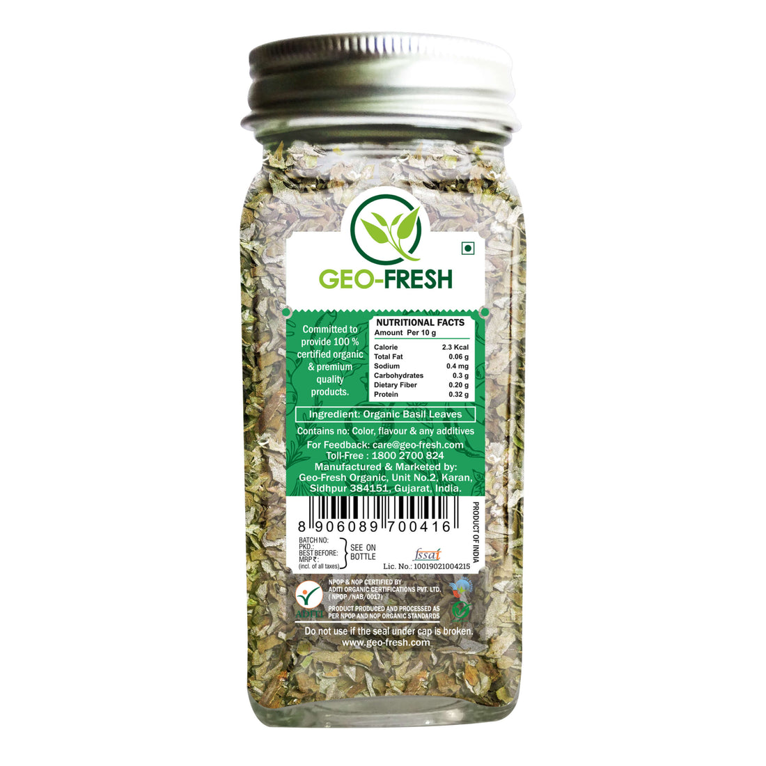 Basil | USDA Organic - Geo-Fresh - 20gm