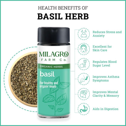 Seasoning | Basil - For Healthy And Organic Meals - Organic Herbs – Milagro Farm Co. – 15gm