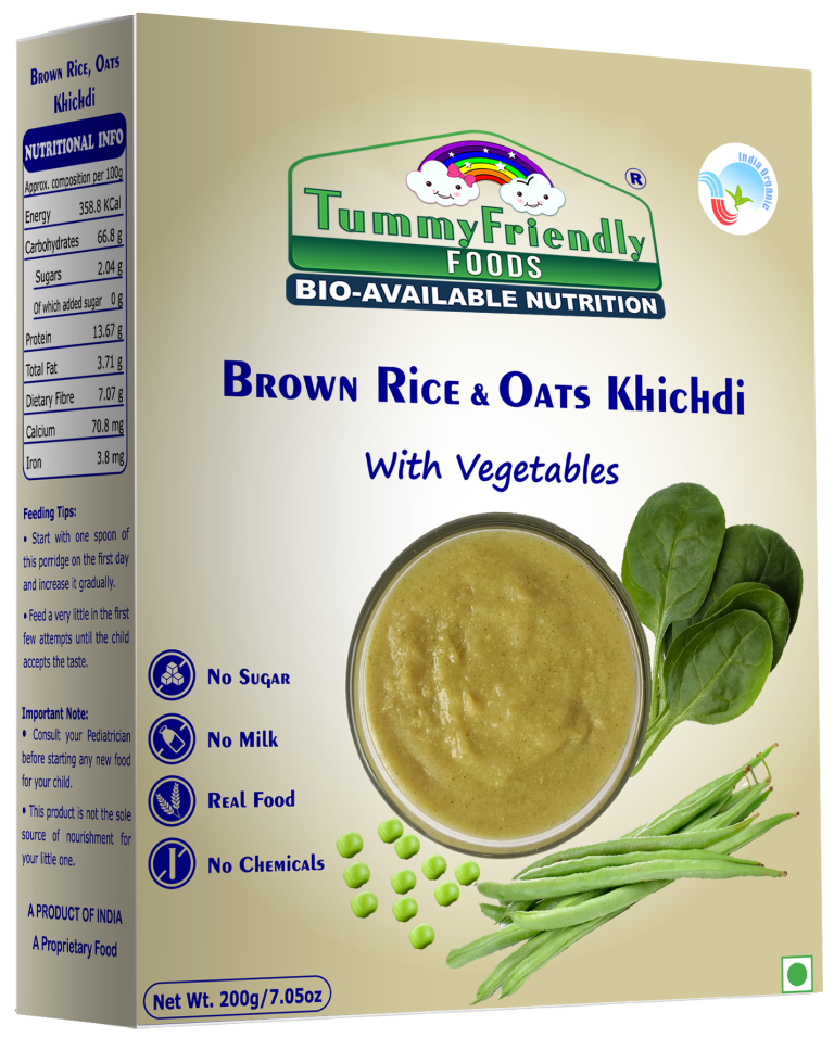 Khichdi Mix | Cereal (Brown Rice & Oats) - With Vegetables - No Pesticides, Chemicals, Milk, Salt & No Added Sugar - Tummy Friendly – 200gm