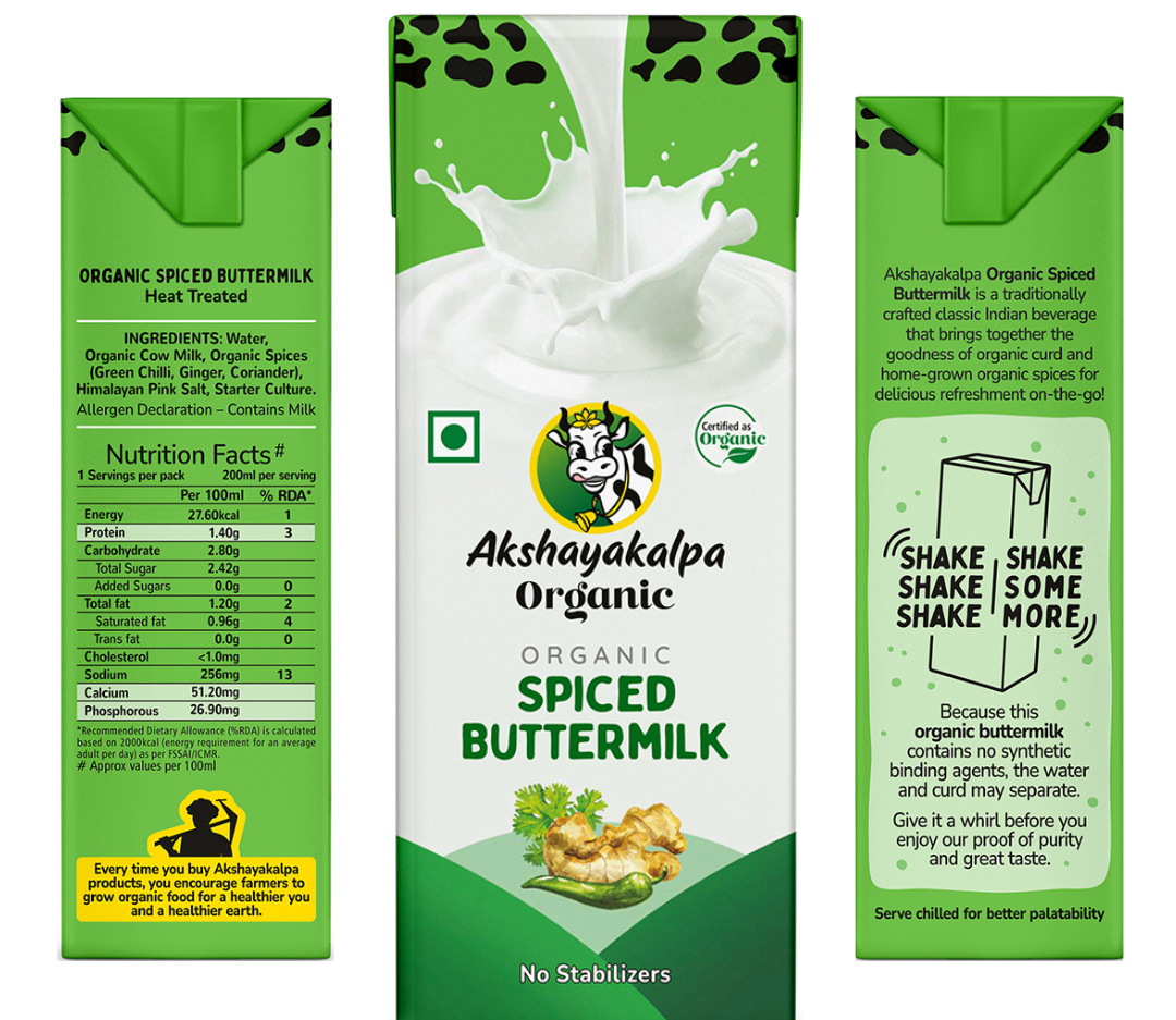 Buttermilk | Spiced – Certified Organic – No Stabilizers &amp;amp; Antibiotic Free – Akshayakalpa – 200ml
