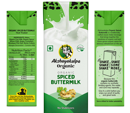 Buttermilk | Spiced – Certified Organic – No Stabilizers &amp;amp; Antibiotic Free – Akshayakalpa – 200ml