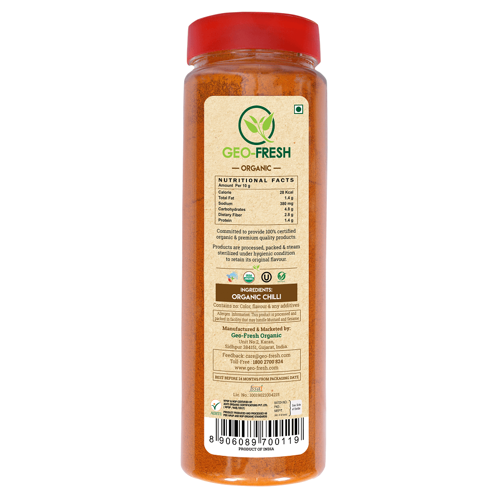 Chilli Powder | USDA Organic - Geo-Fresh Organic - 360gm