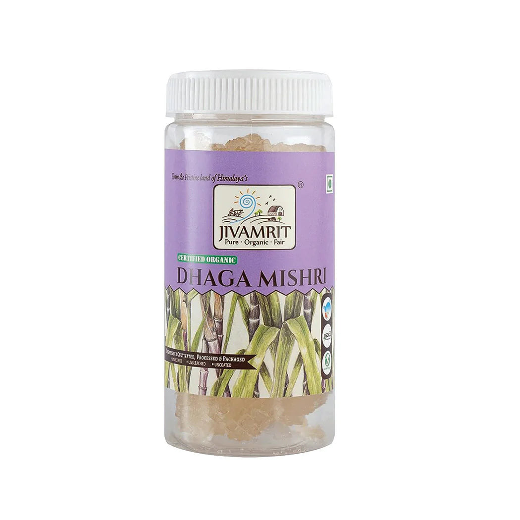 Mishri | Dhaga Mishri - Certified Organic - Vegan, Gluten Free &amp;amp; No Additives - Jivamrit - 250gm