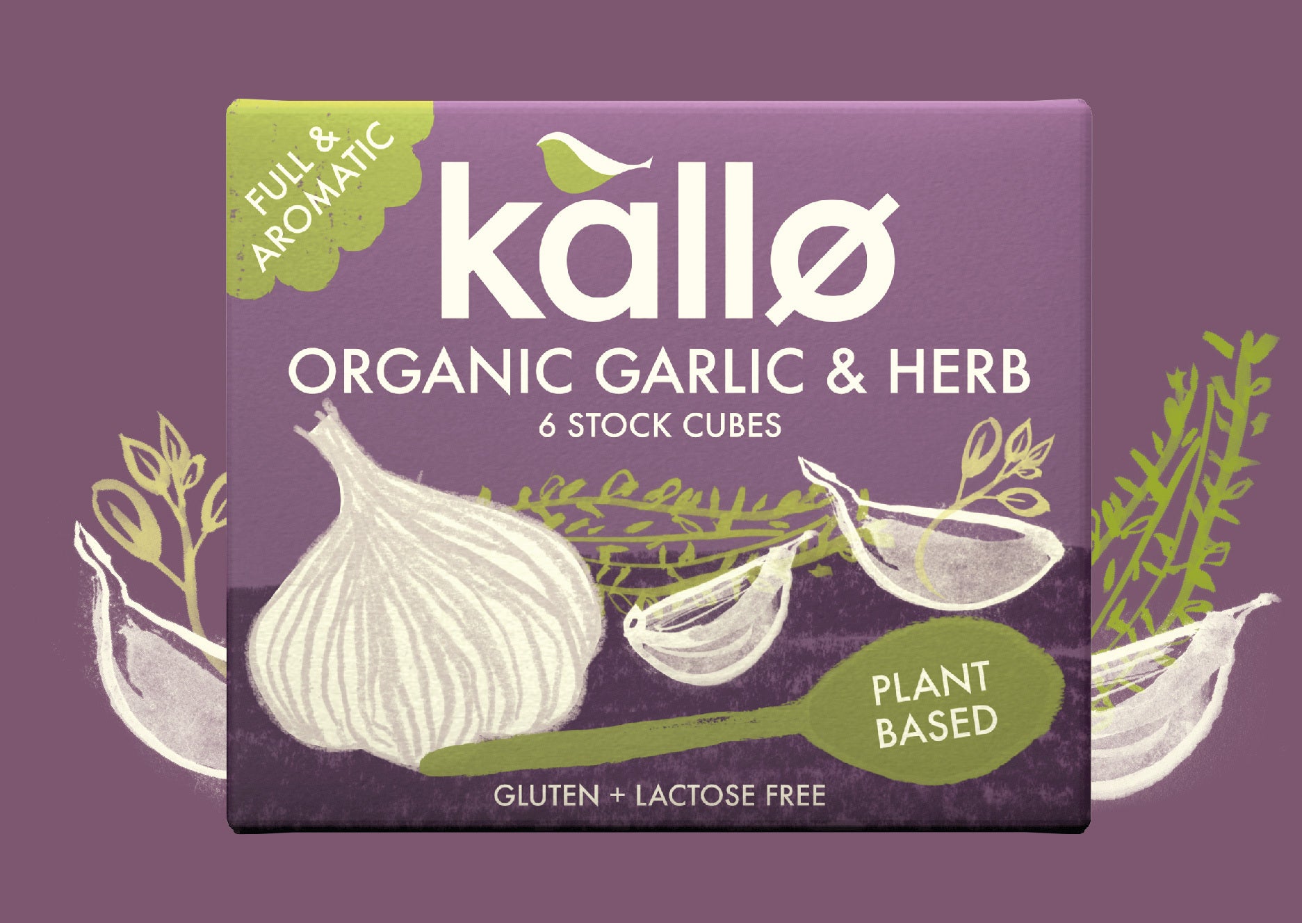 Organic Garlic &amp; Herb Cubes – Vegan, Gluten Free &amp; Lactose Free - Kallo Organic – 6 Cubes
