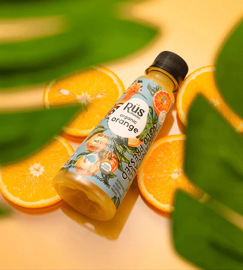 Orange Juice – Cold Pressed – USDA Organic - Indian - No Added Sugar - Rus Organic – 200ml