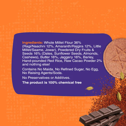Cookies | Organic Ragi and Choco Jaggery Cookies – Gluten Free, No Added Refined Sugar, No Maida &amp;amp; No Soda - Early Foods - 130gm