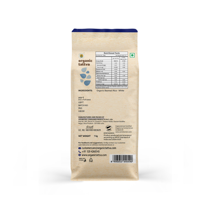 Rice | Traditional Basmati Rice - USDA Organic - Naturally Gluten Free &amp;amp; Trans Fat Free - Organic Tattva - 1000gm