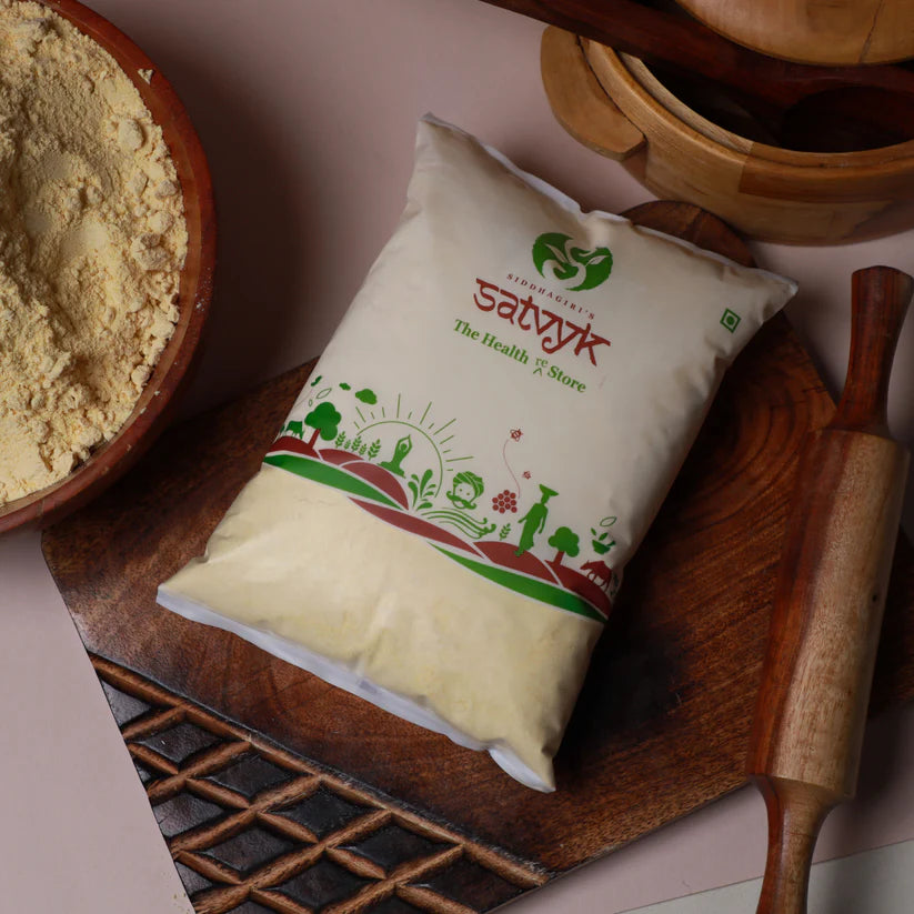 Organic Besan | Chana Atta - 100% Natural and Gluten free Chana - High Protien Drink Atta - Chana Powder | Chemical-free | Zero Pesticide |Stone-grounded - Satvyk - 500gm