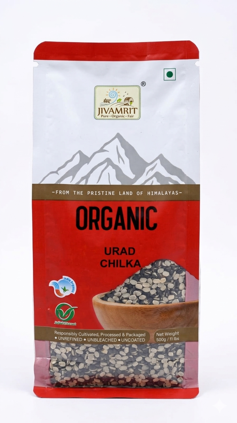 Urad Chilka | Organic Black Urad Dal Chilka - 100% Vegan, Unpolished, Gluten Free-No Artificial Colours &amp; Preservative Free - No Pesticides - Jivamrit – 500gm
