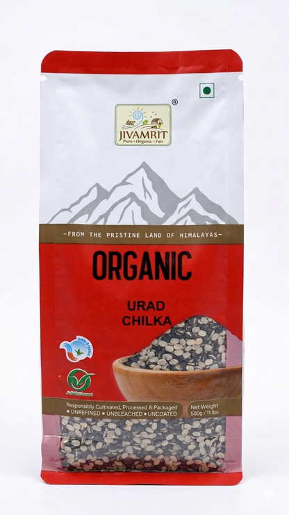 Urad Chilka | Organic Black Urad Dal Chilka - 100% Vegan, Unpolished, Gluten Free-No Artificial Colours &amp; Preservative Free - No Pesticides - Jivamrit – 500gm