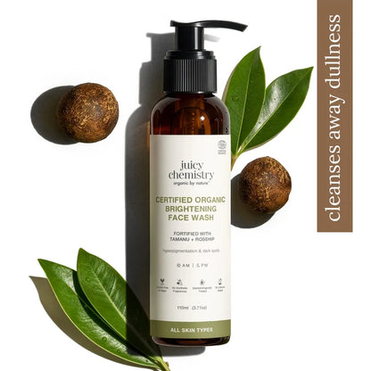 Organic Brightening Face Wash Fortified with Tamanu + Rosehip - Juicy Chemistry - 110ml