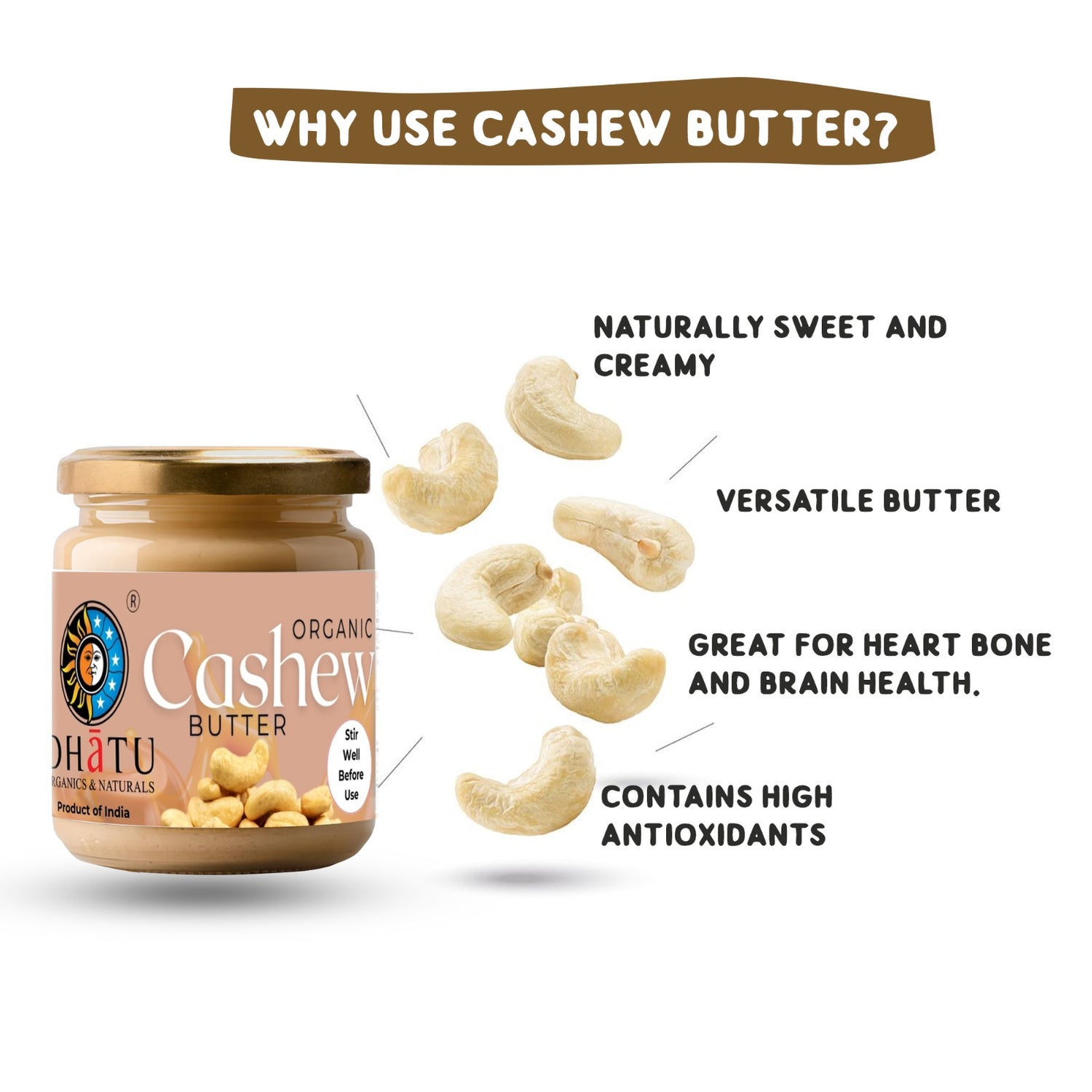 Cashew Butter | Organic &amp; Natural - Dhatu Organic - 175gm