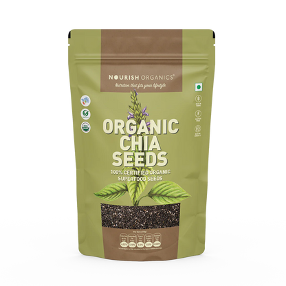 Chia Seeds | Organic Chia Seeds - 100% Certified Organic - Superfood Seeds - Vegan &amp; Gluten Free - Nourish Organics - 500gm