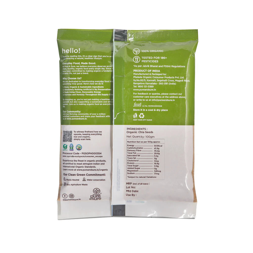 Chia Seeds - Pure and Sure - 100gm