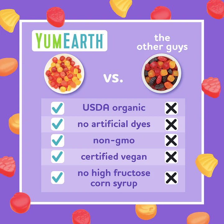 Fruit Snacks | Strawberry, Cherry, Peach Flavour - USDA Organic - Vegan, Gluten Free, Non GMO &amp; No High Fructose Corn Syrup Or No Artificial Dyes - Yum Earth - 99gm