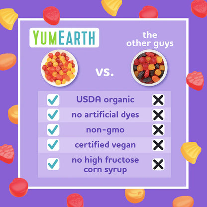 Fruit Snacks | Strawberry, Cherry, Peach Flavour - USDA Organic - Vegan, Gluten Free, Non GMO &amp; No High Fructose Corn Syrup Or No Artificial Dyes - Yum Earth - 99gm