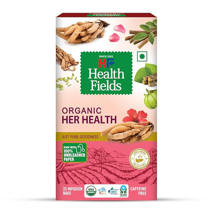 Tea | Organic Her Health- Infusion Herbal Tea -Caffeine Free-No Artificial Colours, Flavours or Preservatives -Health Fields –  25 Tea Bags