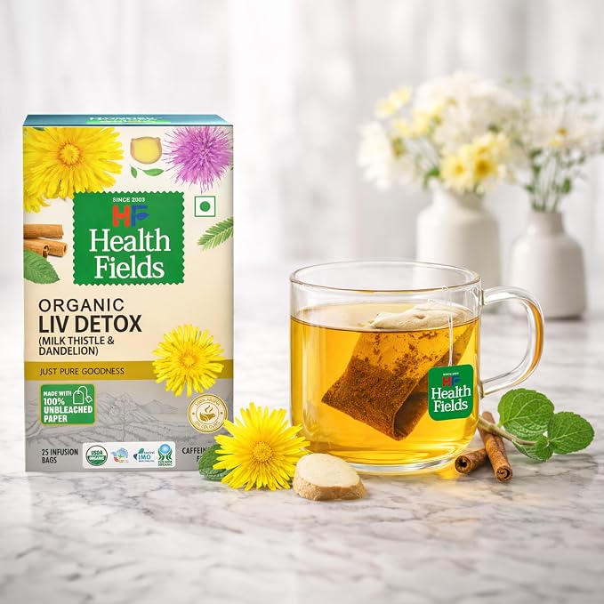 Tea | Organic Liv Detox Tea - Milk Thistle & Dandelion - Infusion Herbal Tea -Caffeine Free-No Artificial Preservatives -Health Fields – 25 Tea Bags
